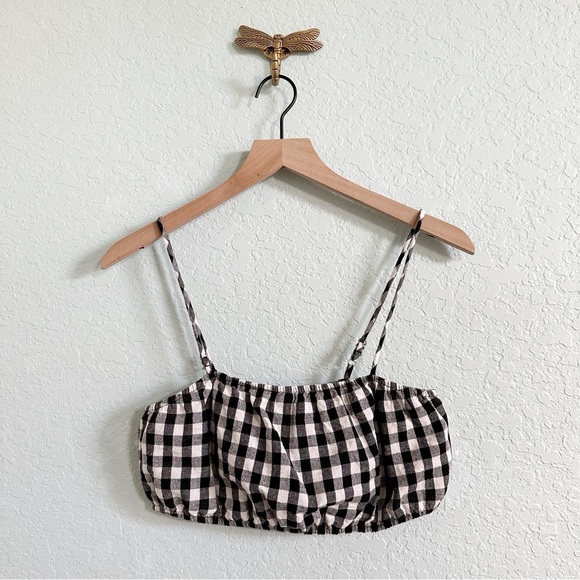 NWOT•Vada Winter•the Lake Crop Top•Black and White Gingham•Womens - Picture 1 of 7